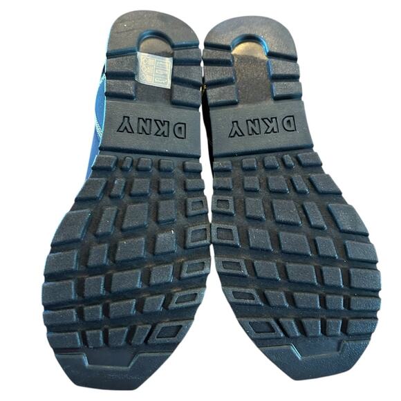 DKNY Jolie-Slip On Sneakers Neoprene Black Neon Yellow Logo NEW 7.5 - Picture 10 of 11